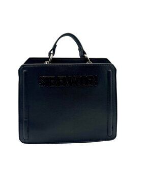 Steve Madden Black Faux Leather Bevelyn Small Satchel Bag